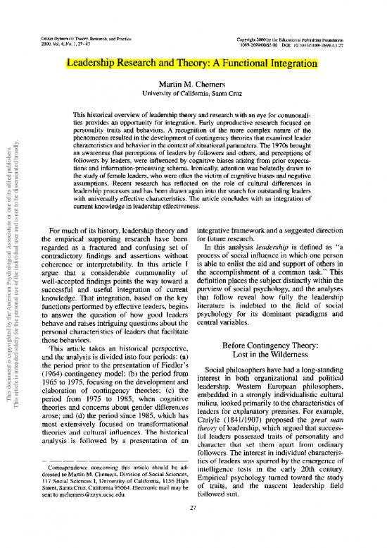 picture1_Leadership Pdf 164038 | Leadership Research And Theory A Functional Integr