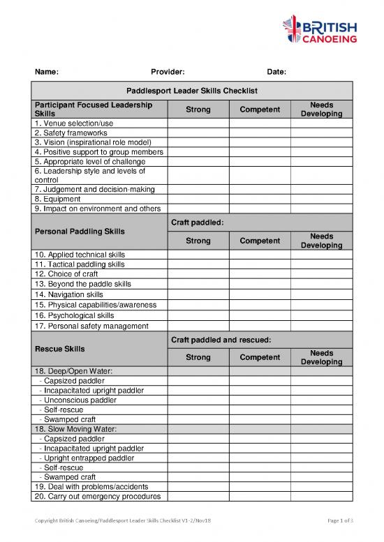 picture Leadership Pdf 165326 | Paddlesport Leader Skills Checklist V1 2 Nov18