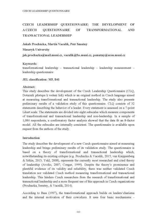 picture Leadership Pdf 164923 | Prochazka 2016 Clq Development