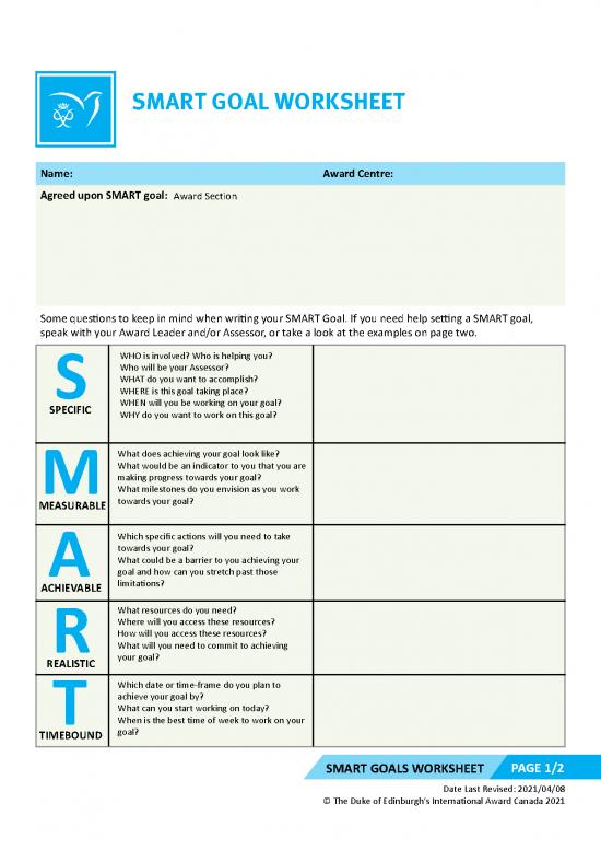 picture_The Leader In You Pdf 165513 | Smart Goals Worksheet