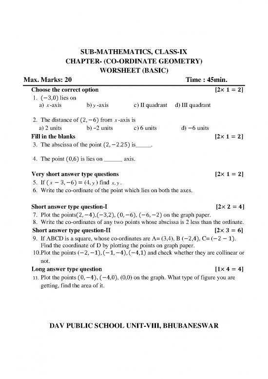 picture1_Geometry Pdf 166138 | Std Ix Coordinate Geometry Worksheet