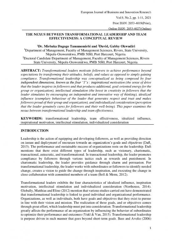 picture1_Leadership Pdf 163751 | The Nexus Between Transformational Leadership And Team Effectiveness