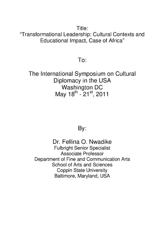 picture1_Leadership Pdf 163724 | Transformational Leadership  Cultural Contexts And Educational Impact, Case Of Africa   D Fellina  Nwadike