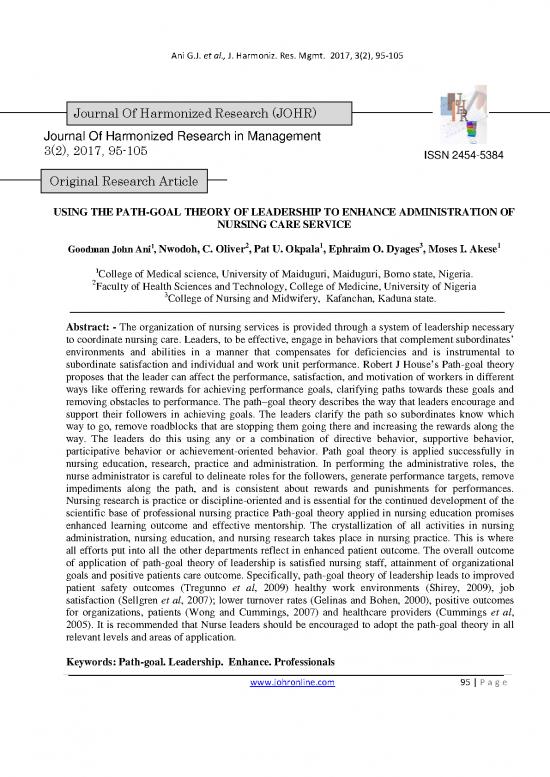 picture1_Leadership Pdf 165697 | Using The Pathgoal Theory Of Leadership To Enhance Administration Of Nursing Care Service