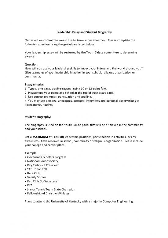 picture_Leadership Pdf 164051 | Youth Salute Class Of 2022 Leadership Essay And Student Biography