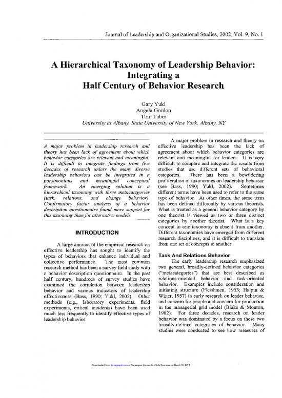 picture_Leadership Pdf 164493 | Yukl Et Al 2002 Hierarchical Taxonomy Of Leadership Behavior