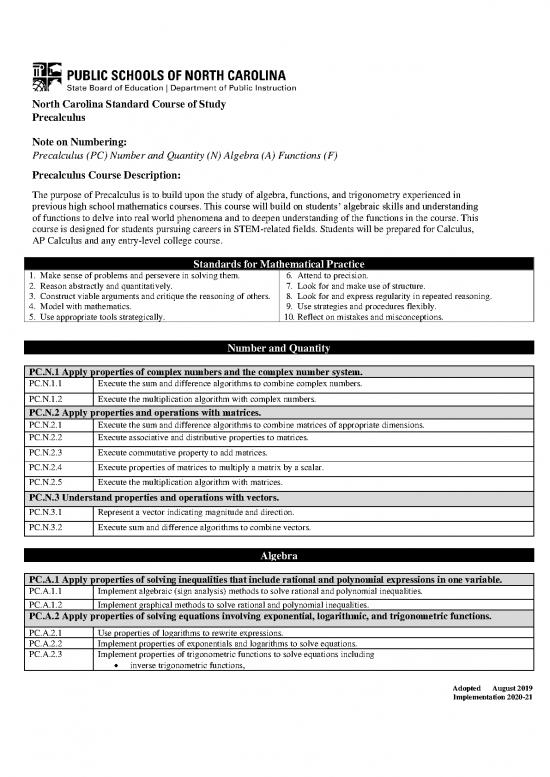 picture Calculus Pdf 168714 | 2019ncscosprecalculus