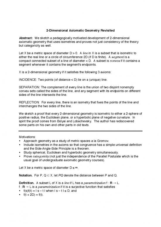 picture Geometry Pdf 166396 | 2 Dimensional Axiomatic Geometry Revisiteoutline 1668m8c