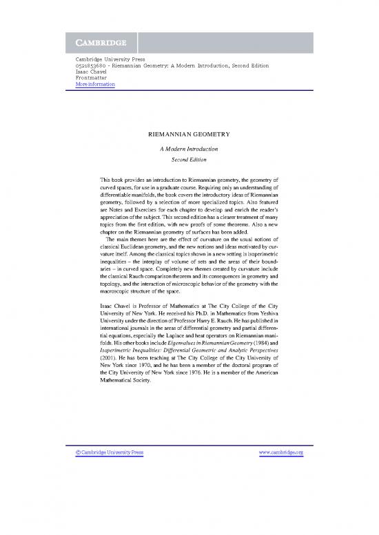 picture Geometry Pdf 166414 | 9780521853682 Frontmatter