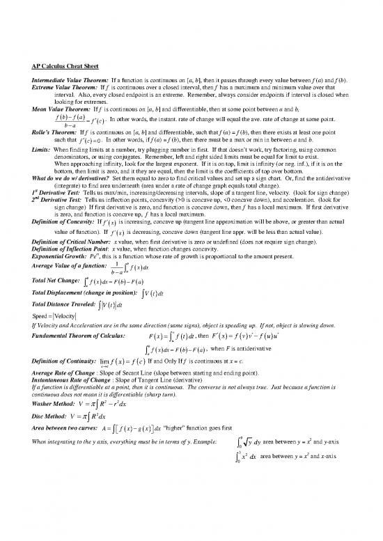 picture Calculus Pdf 168654 | Ap Calculus Cheat Sheet