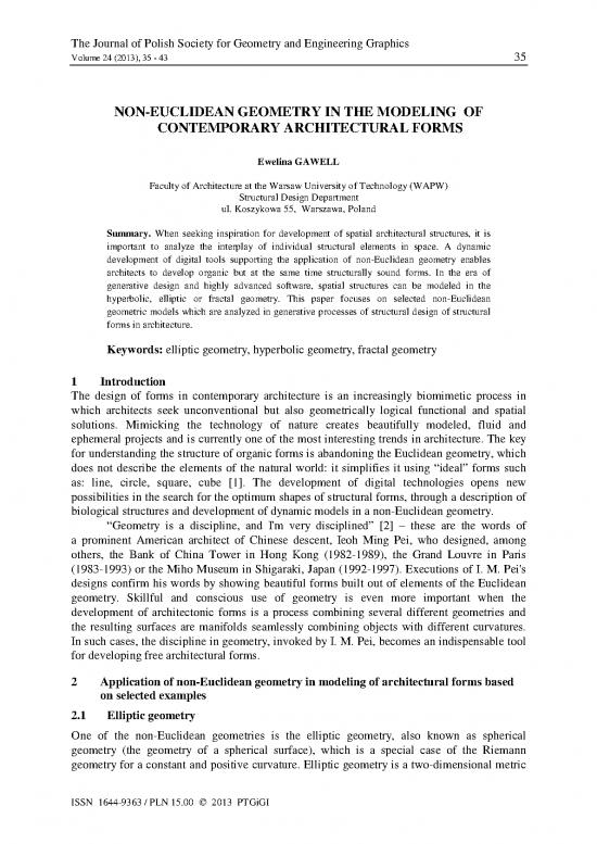 picture Geometry Pdf 166971 | Biuletyn  Nr 4  P 35 43   Non Euclidean Geometry In The Modeling  Of Contemporary Architectural Forms