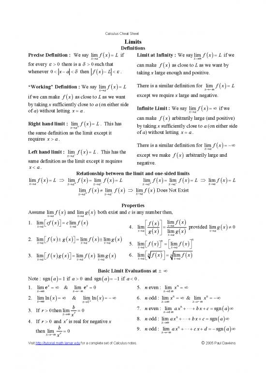 picture Calculus Pdf 168759 | Calculus Cheat Sheet All