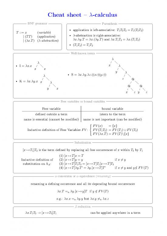 picture Calculus Pdf 168842 | Cheatsheet Lambda