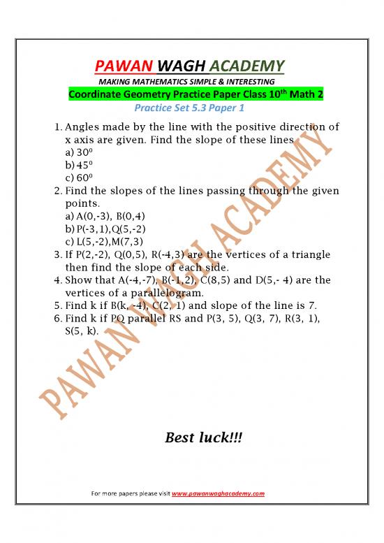picture1_Geometry Pdf 166212 | Coordinate Geometry Practice Paper Based On Practice Set 3