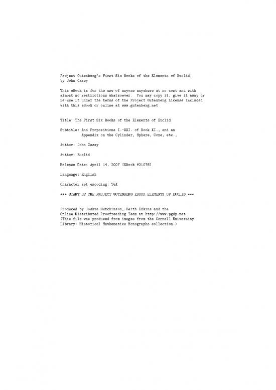 picture Euclid Elements Pdf 168257 | Euclid Casey  Projectgutenberg 21076 Pdf