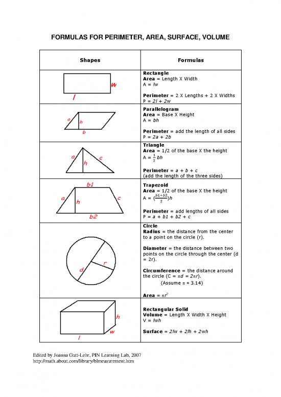 picture1_Geometry Formulas 2d 3d Perimeter Area Volume