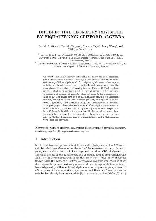 picture Geometry Pdf 167509 | Girard 15 Draft Iccs Differential Geometry Revisited By Biquaternion