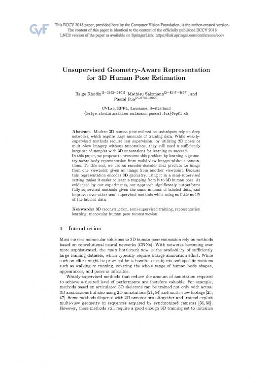 picture_Geometry Pdf 167586 | Helge Rhodin Unsupervised Geometry Aware Representation Eccv 2018 Paper