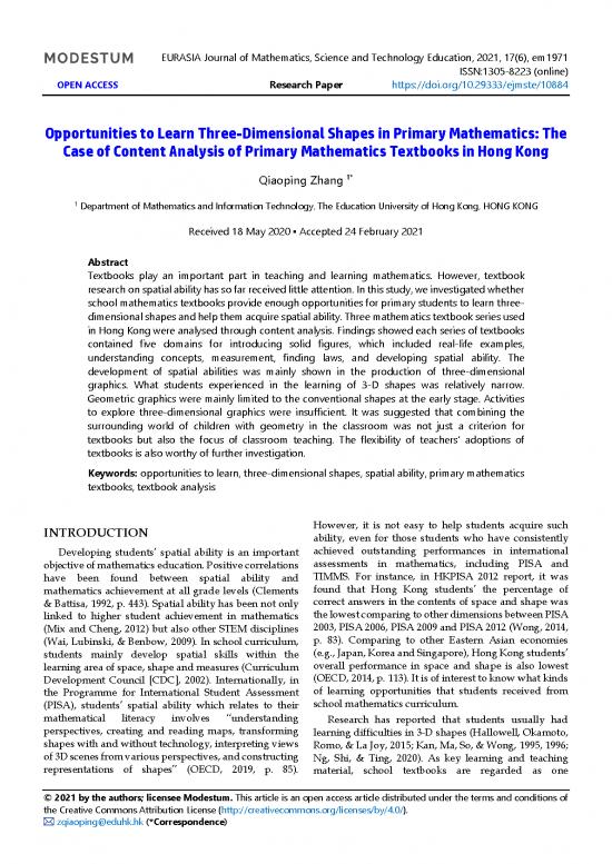 picture1_Measurement In Mathematics Pdf 167599 | Opportunities To Learn Three Dimensional Shapes In Primary Mathematics The Case Of Content Analysis 10884
