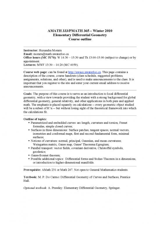 picture Geometry Pdf 168225 | Pmath365outline2010