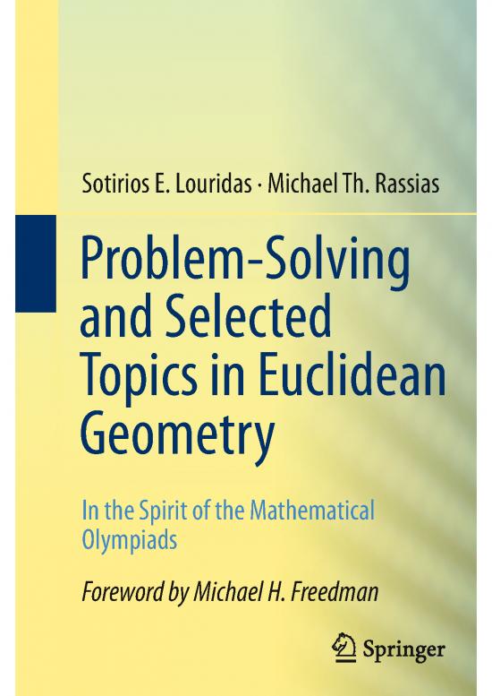 picture Geometry Pdf 167737 | Problem Solving And Selected Topics In Euclidean Geometry In The Spirit Of The Mathematical Olympiads   Louridas, Rassias (2013)