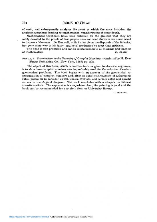 picture Geometry Pdf 167464 | R Deaux Introduction To The Geometry Of Complex Numbers Translated By H Eves Ungar Publishing Co New York 1957 Pp 208