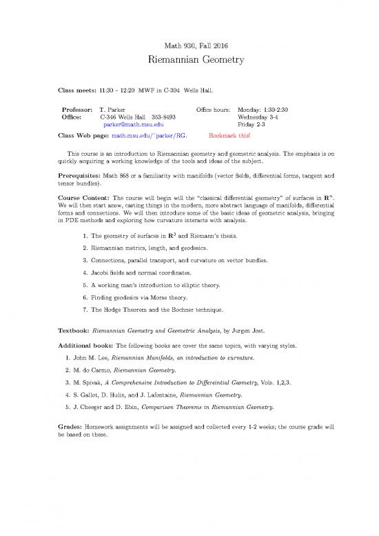 picture_Geometry Pdf 167274 | Riemanniangeometry Fall16 930outline