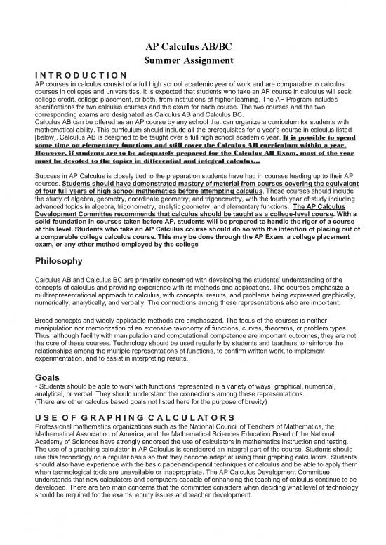 picture Calculus Pdf 170280 | 2021 2022 Ap Calculus Summer Assignment