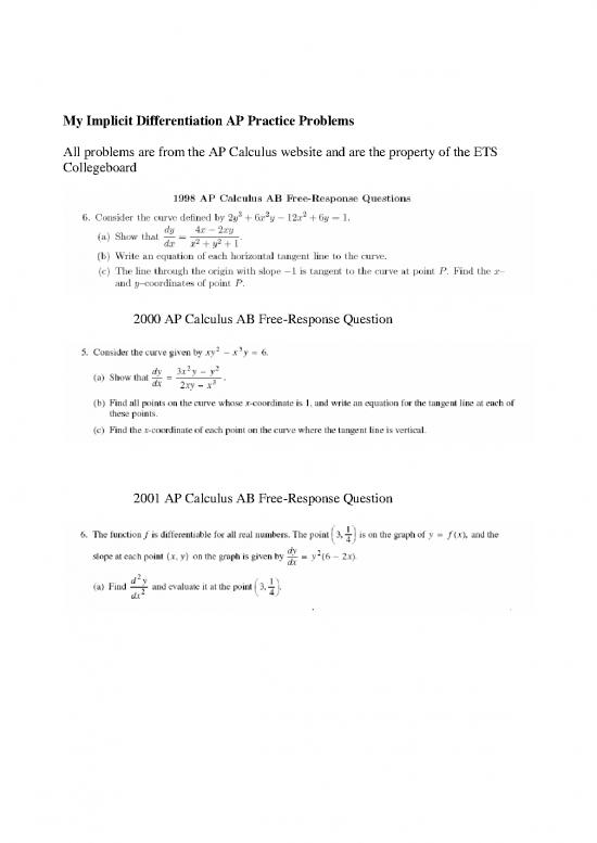 picture Calculus Pdf 170731 | Ap Problems   Implicit Differentiation