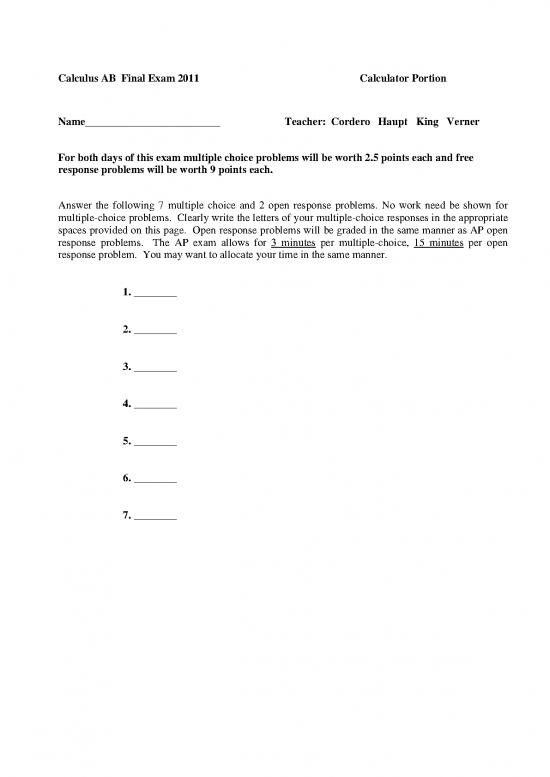 picture1_Calculus Pdf Download 171463 | Calc Ab Finalexam2011 Calc