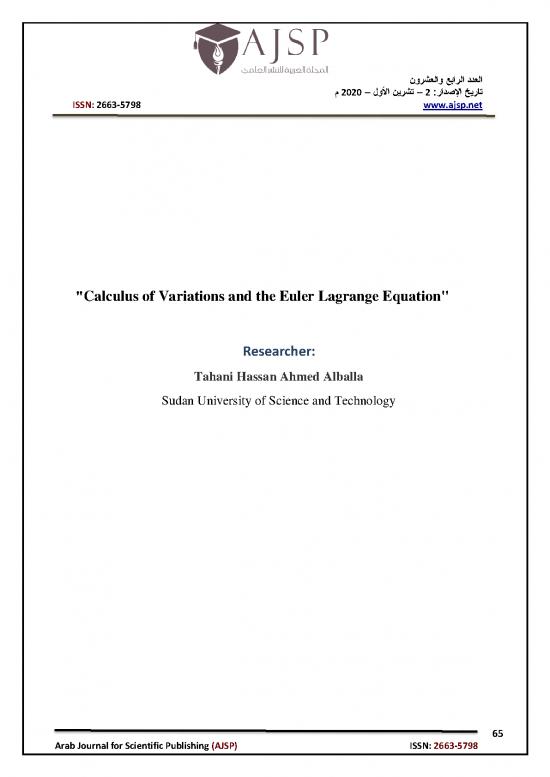 picture_Calculus Pdf 169426 | Calculus Of Variations And The Euler Lagrange Equation