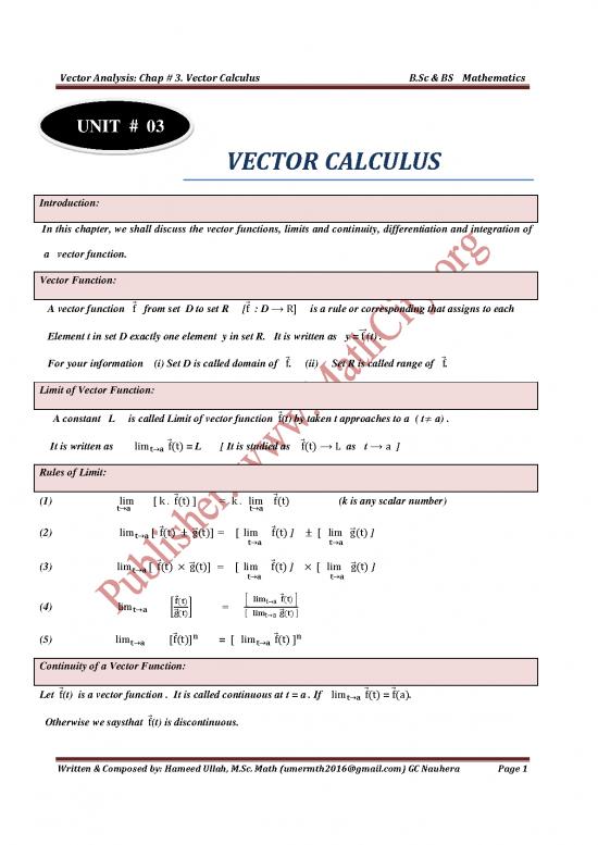 picture_Calculus Pdf 170555 | Chapter 3 Version 1 Of Vector Analysis Written By Hameed Ullah