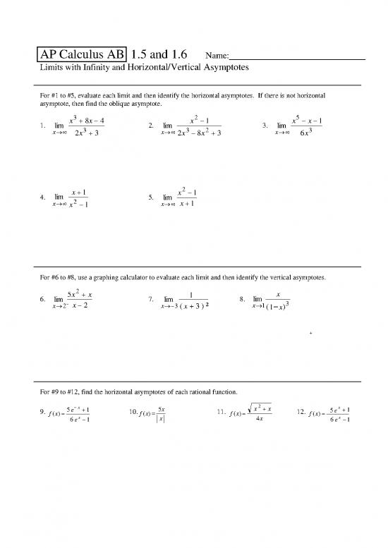 picture1_Calculus Pdf Download 171436 | Day 4 5 6 Limits   Limits With Infinity And Horz Vert Asymptotes