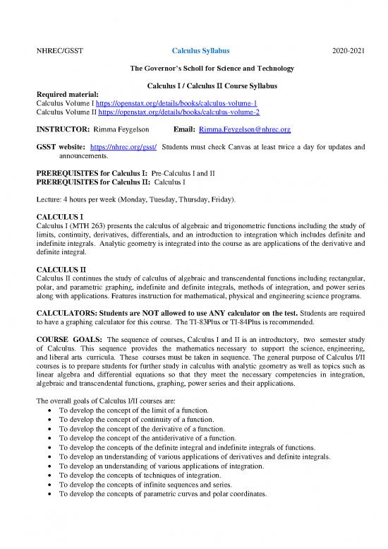 picture_Calculus Pdf 169549 | Gsst Calculus Syllabus 2020 2021 Rimma Feygelson