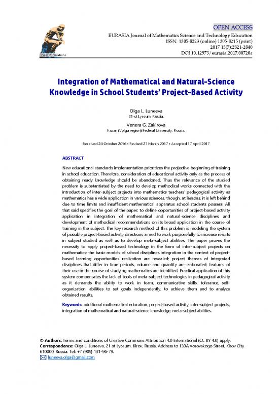 picture1_Science Project Pdf 170255 | Integration Of Mathematical And Natural Science Knowledge In School Students Project Based Activity 4801