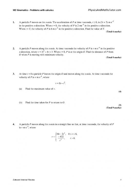 picture1_Calculus Pdf Download 171210 | M2 Kinematics   Problems With Calculus