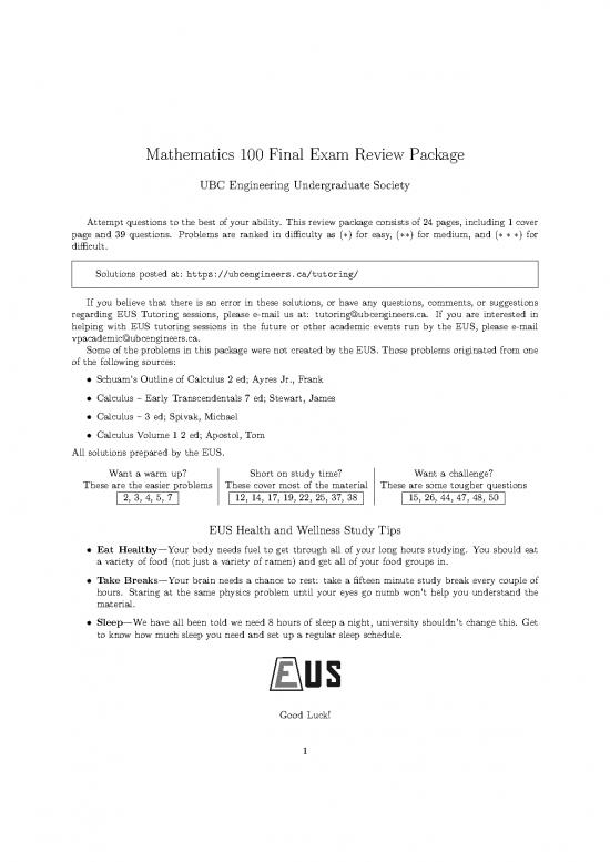 picture Calculus Problems With Solutions Pdf 171265 | Math 100 Final Exam Reivew Package