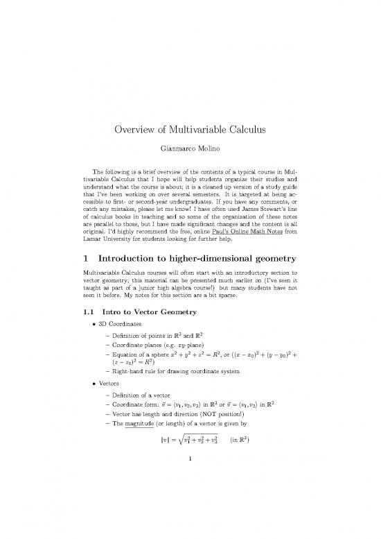 picture Geometry Notes Pdf 169196 | Multivariable