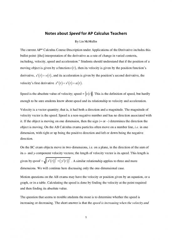picture Calculus Pdf 169378 | Notes About Speed For Ap Calculus Teachers Rev 6 20 12