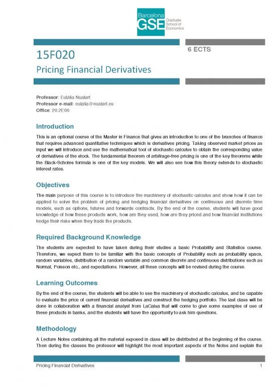 picture1_Stochastic Calculus For Finance Pdf 171038 | Pricing Financial