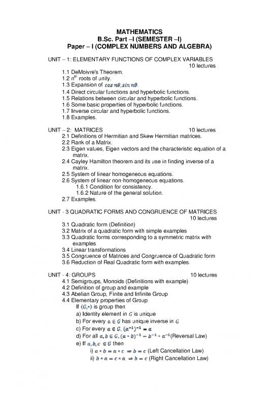 picture1_Matrix Pdf 170824 | S Part I Semester I And Ii Mathematics Syllabus