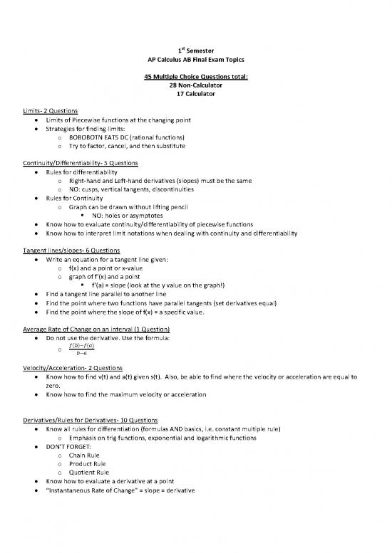 picture1_Calculus Pdf 169490 | Semester 1 Exam Review