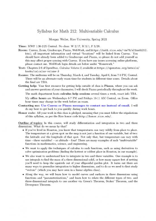 picture1_Multivariable Calculus Pdf 170994 | Syllabus For Multivariable Calculus Math 212 Section 5 Rice Spring 2021