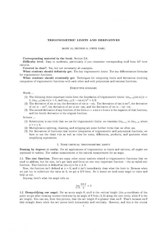 picture_Calculus Pdf 169187 | Trigonometriclimitsandderivatives