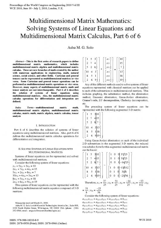 picture Matrix Calculus Pdf 171442 | Wce2010 Pp1848 1850