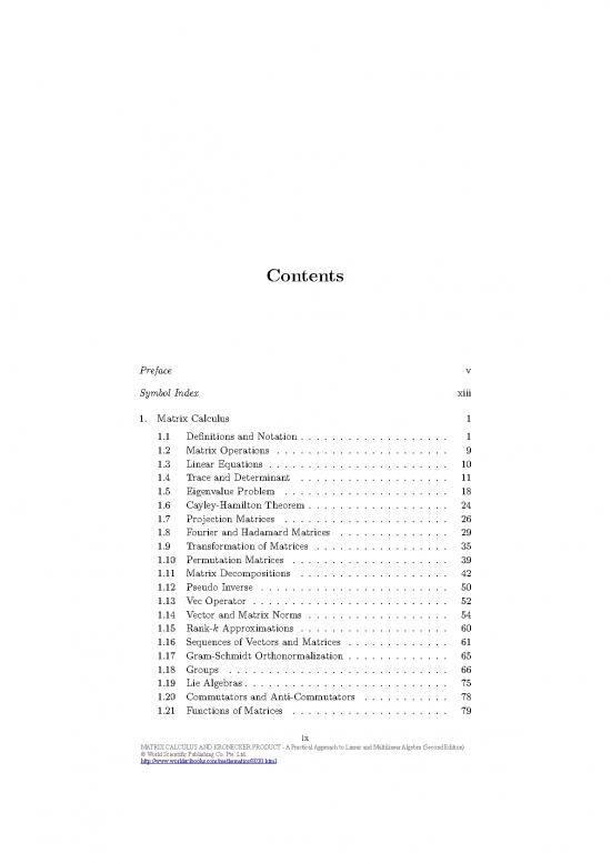 picture Matrix Calculus Pdf 173780 | 9789814335317 Toc 001