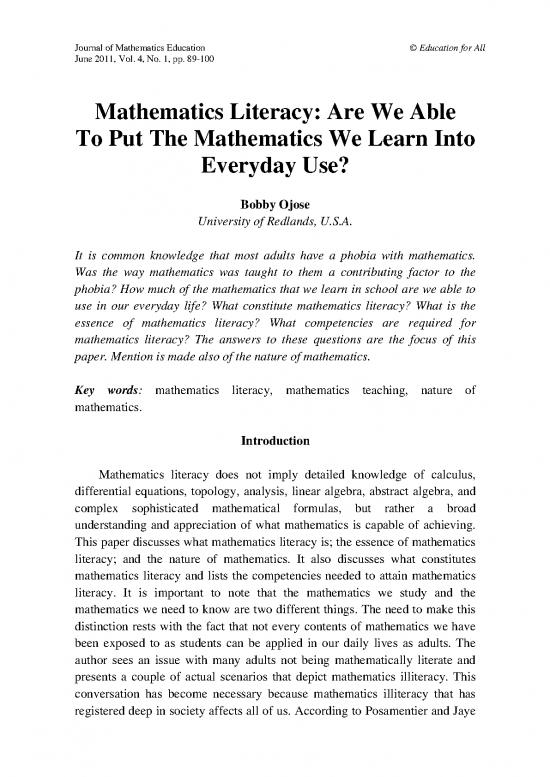 picture_Calculus Pdf Download 173098 | Bobby Ojose    Mathematics Literacy Are We Able To Put The Mathematics We Learn Into Everyday Use