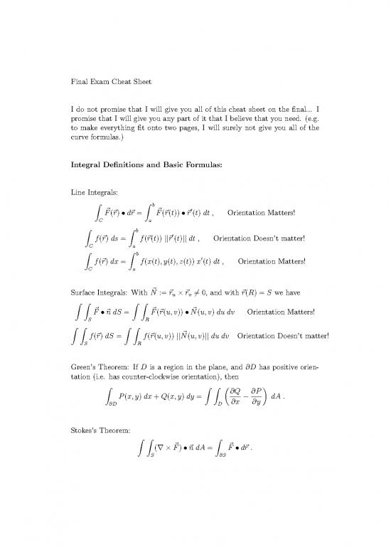 picture1_Surface Integral Pdf 173749 | Finalcheatsheet