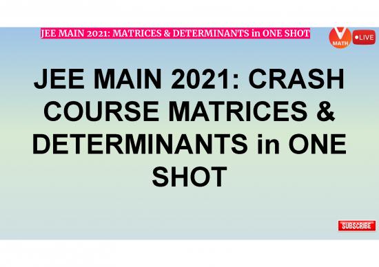 picture_Matrices And Determinants Pdf 172903 | Jee Main 2021  Crash Course Matrices & Determinants In One Shot