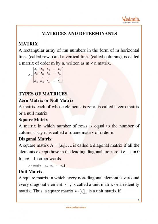 picture_Matrix Pdf 173071 | Jee Main Matrices And Determinants Revision Notes
